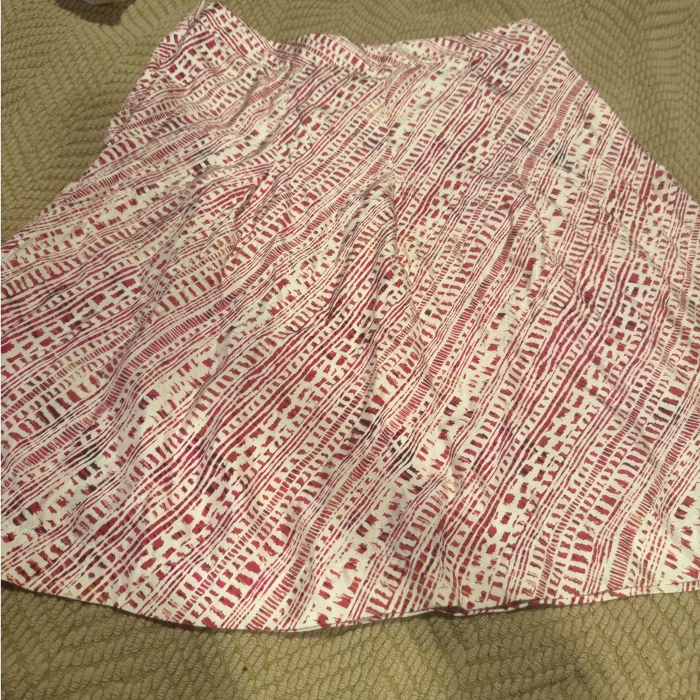 Merona Pink and White Pleated Midi Skirt
